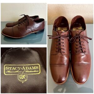 Stacy Adams Madison Cap Toe Oxfords M's 11 D Brown Leather Dress Shoes Worn Once